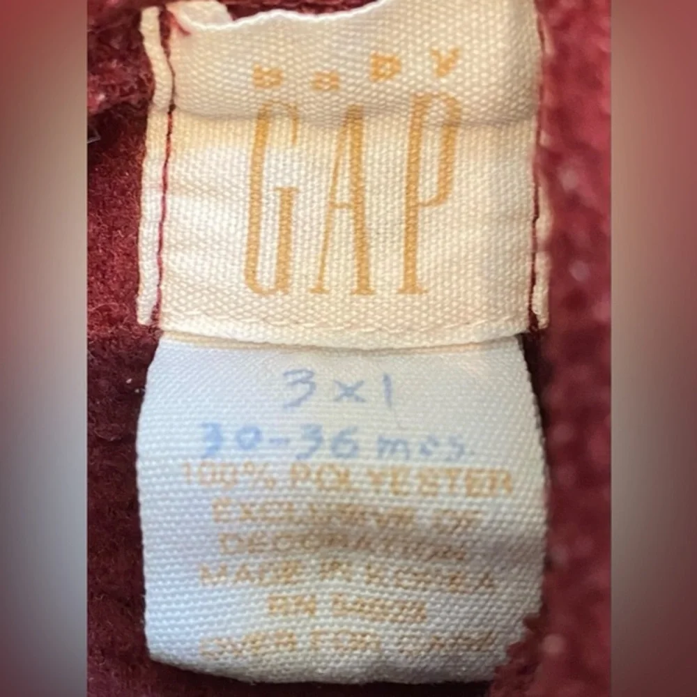 Vintage Baby Gap‎ 3xl 30-36 Month Maroon Graphic 100% Polyester Hoodie